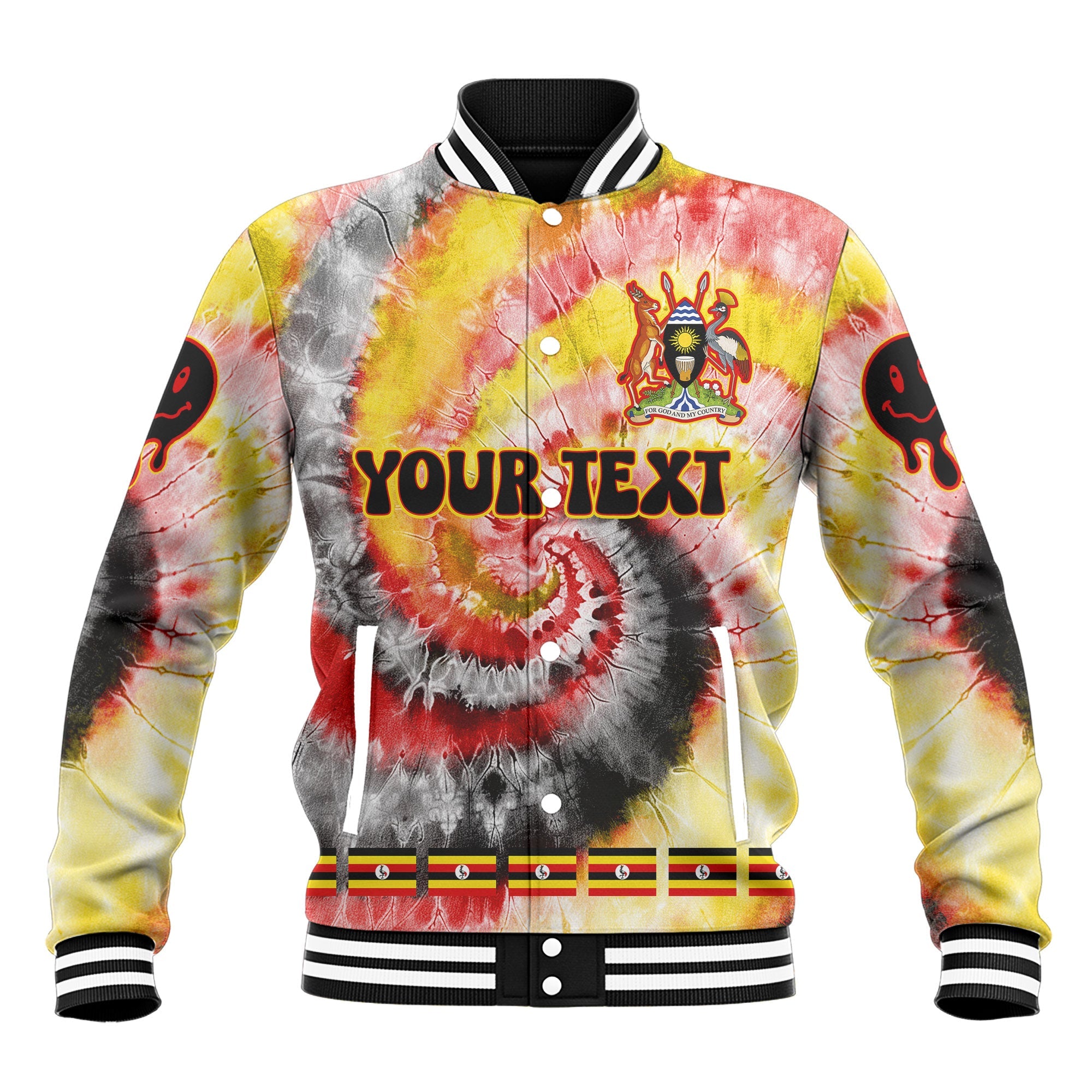 Uganda Baseball Jacket Custom Tie Dye Style 2