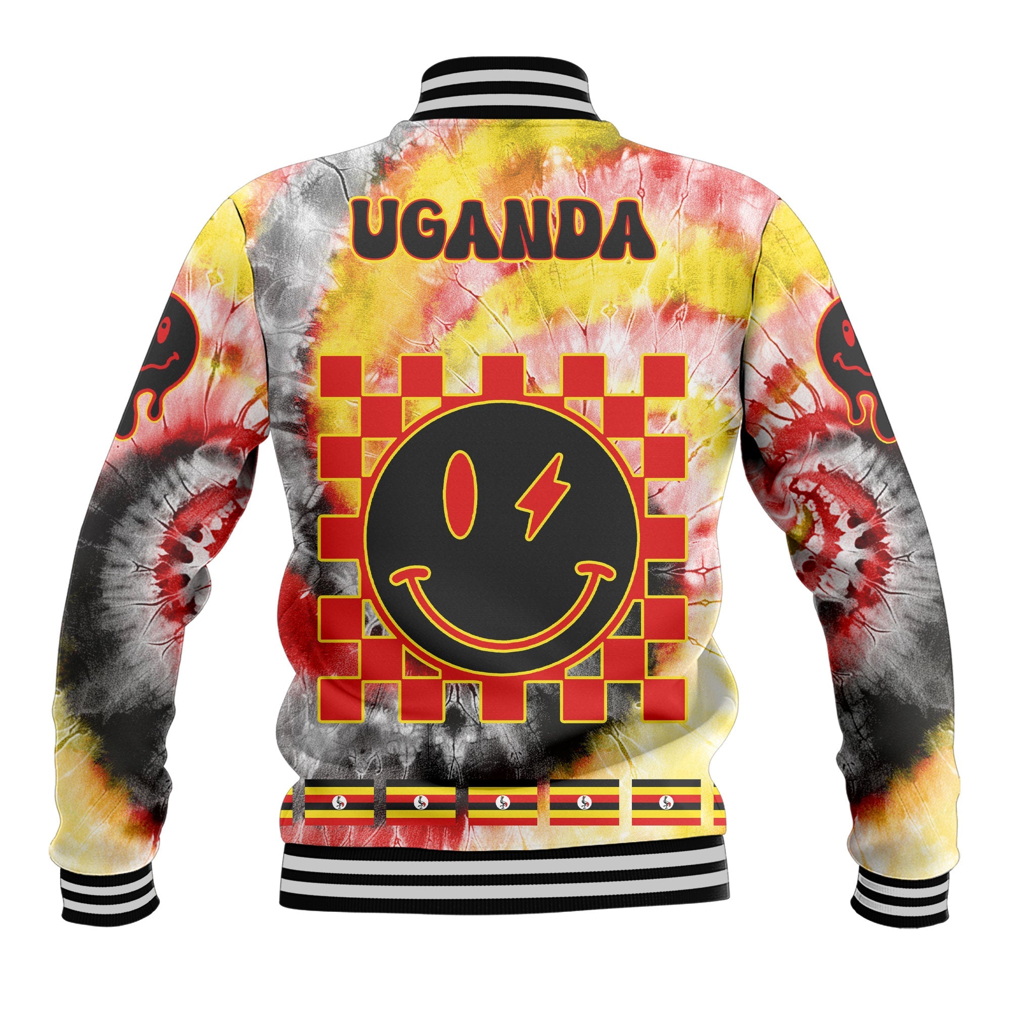 Uganda Baseball Jacket Custom Tie Dye Style 3