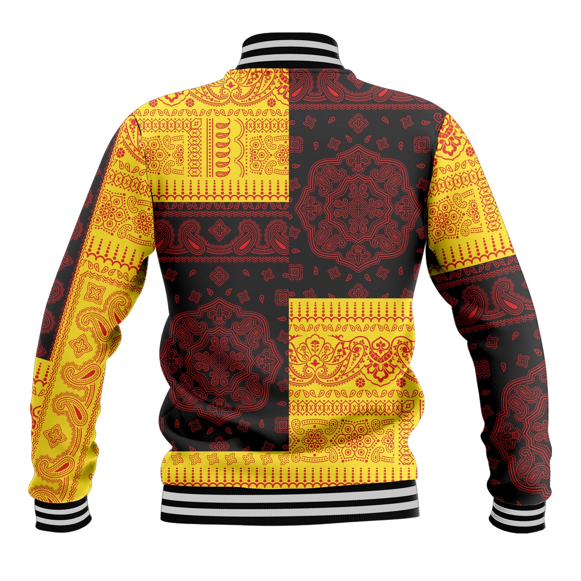 Uganda Baseball Jacket Flag And Paisley Basic Style 3