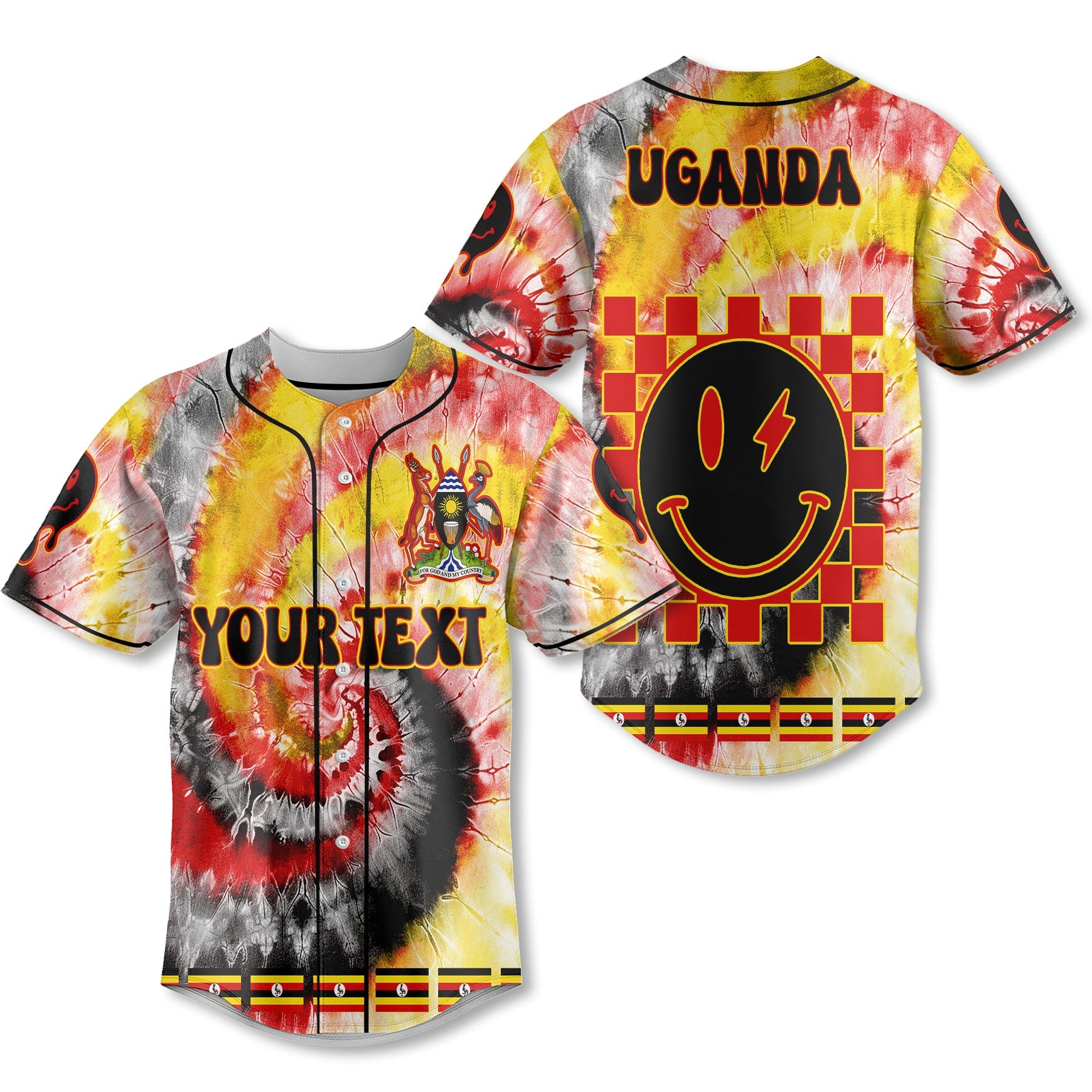 Uganda Baseball Jersey Custom Tie Dye Style 1