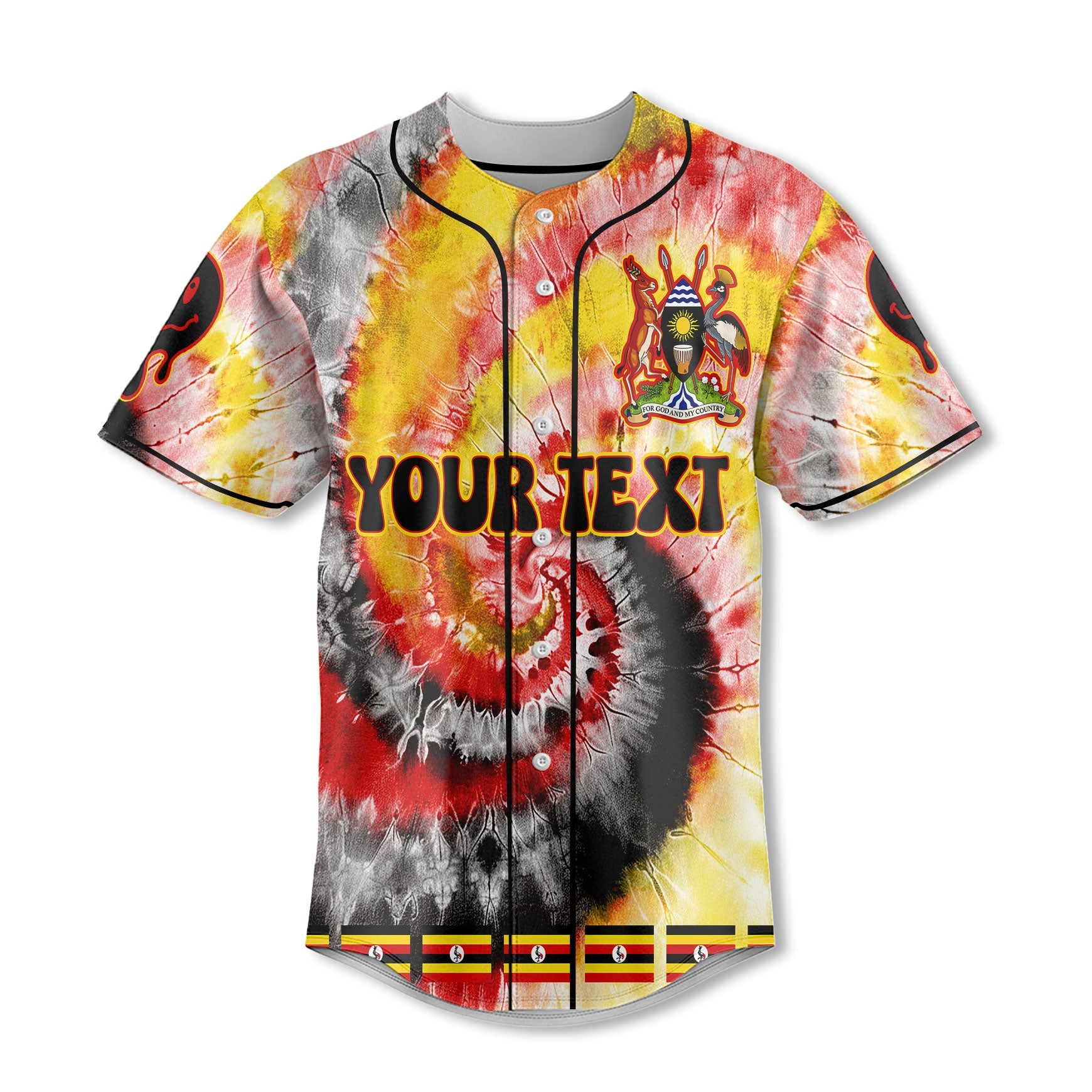 Uganda Baseball Jersey Custom Tie Dye Style 2