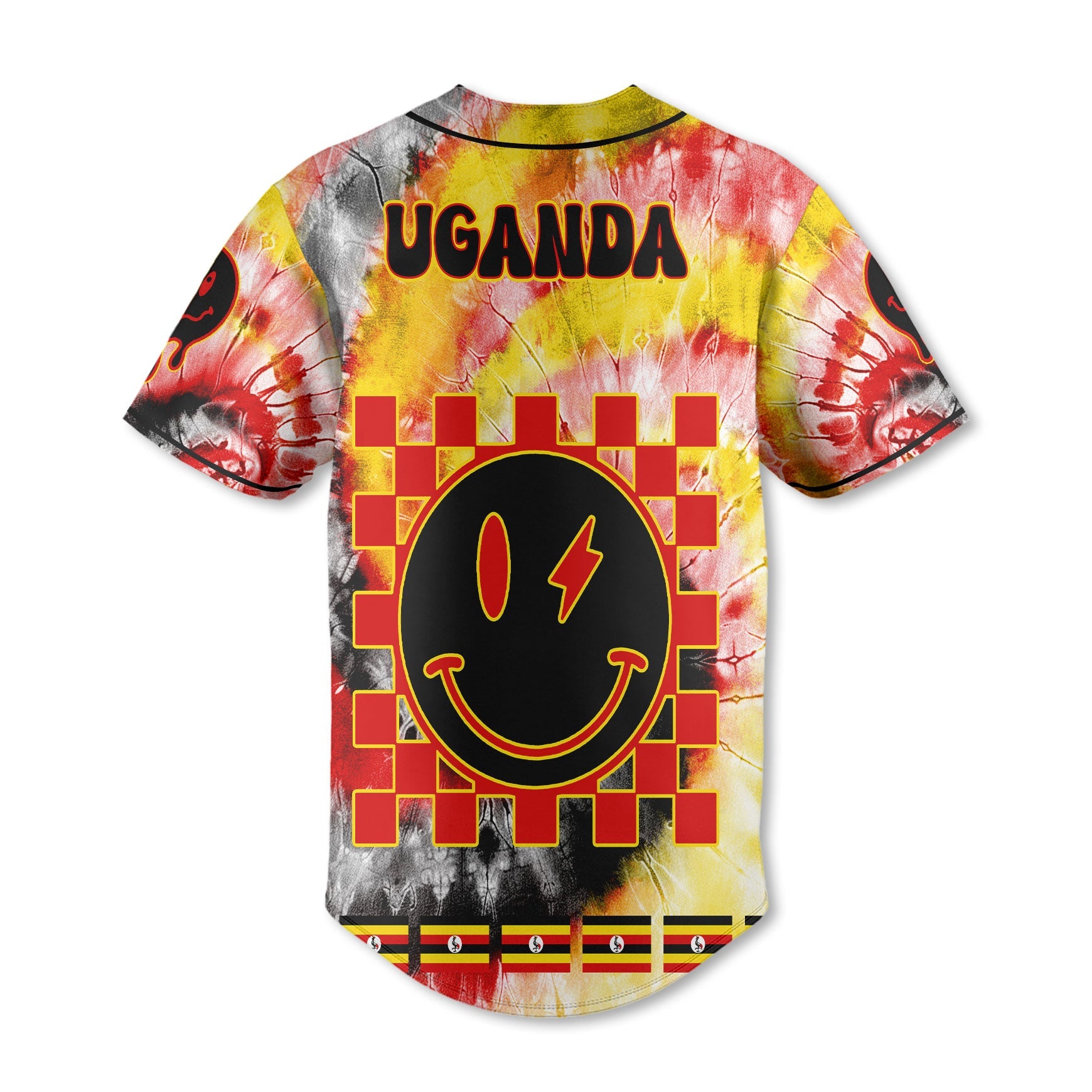 Uganda Baseball Jersey Custom Tie Dye Style 3