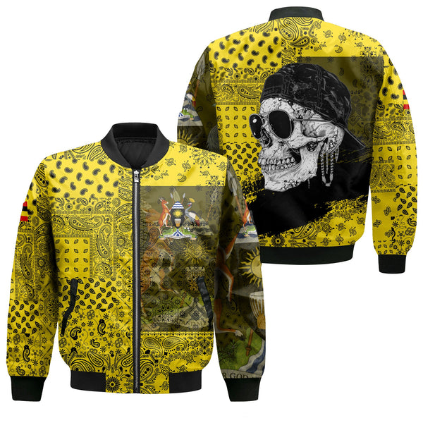 Uganda Bomber Jacket Paisley Flag And Skull Style 1