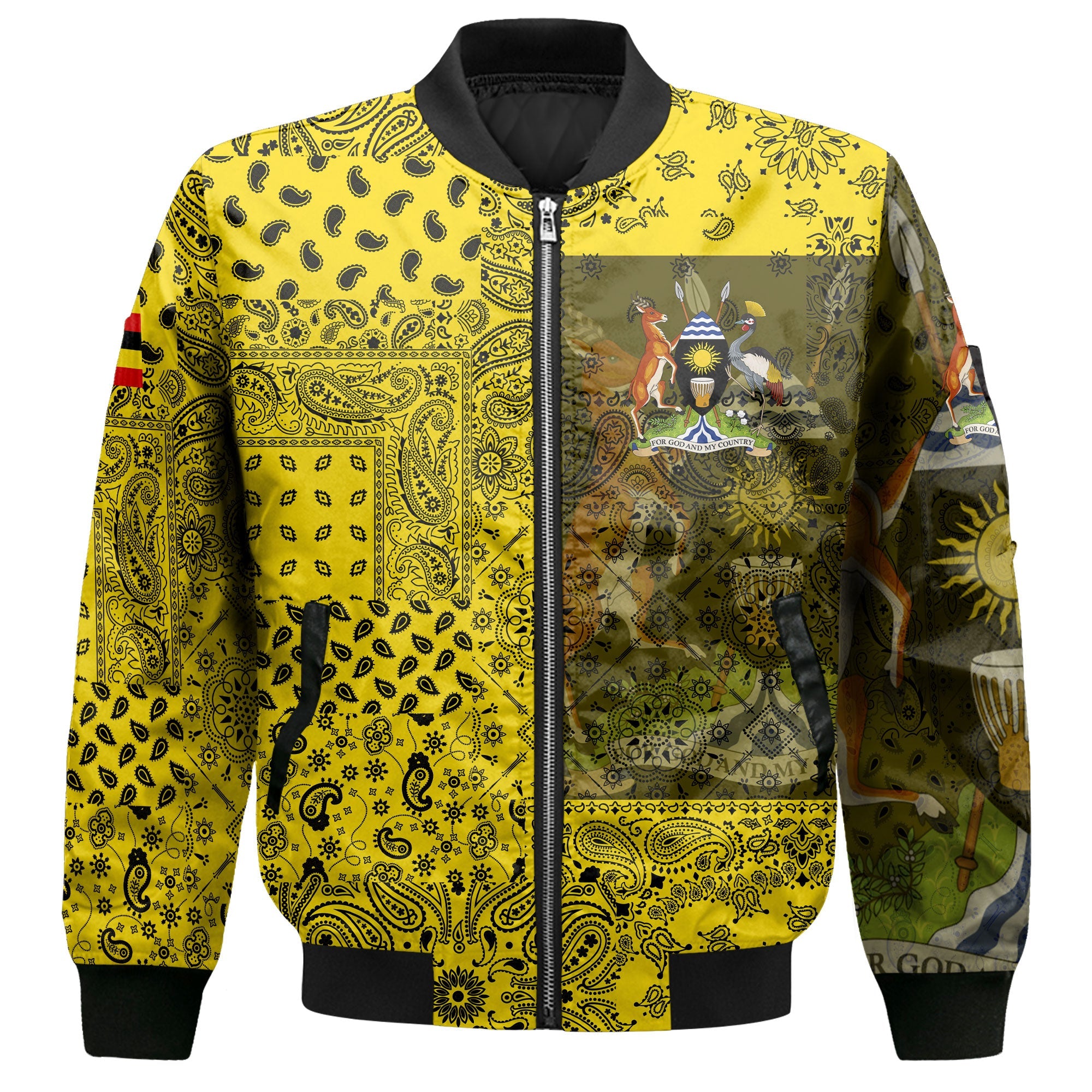 Uganda Bomber Jacket Paisley Flag And Skull Style 2