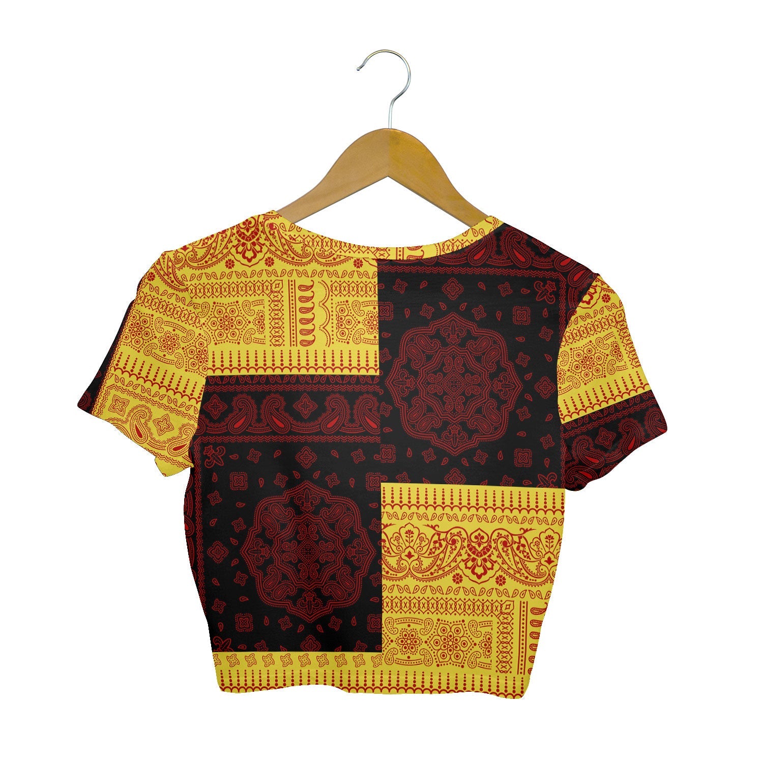 Uganda Croptop T Shirt Flag And Paisley Basic Style 2