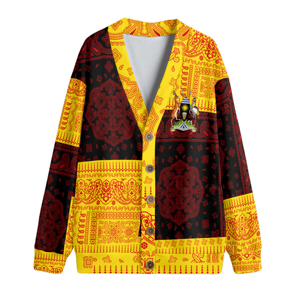 Uganda Fleece Cardigan Flag And Paisley Basic Style 1