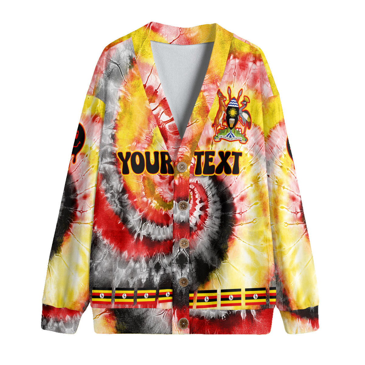 Uganda Fleece Cardigan Custom Tie Dye Style 4