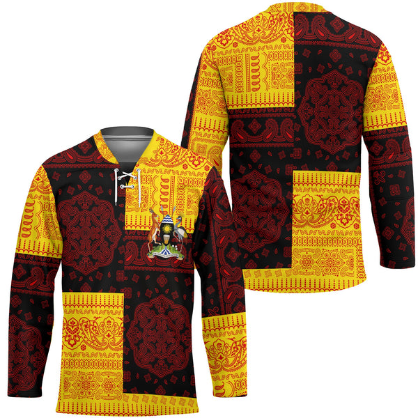 Uganda Hockey Jersey Flag And Paisley Basic Style 1