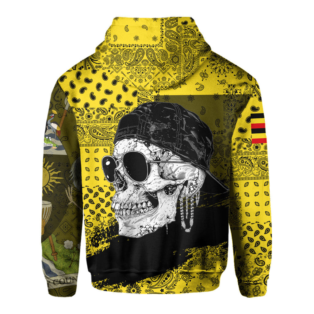 Uganda Hoodie Paisley Flag And Skull Style 3