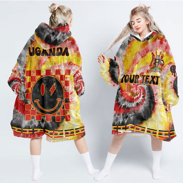 Uganda Hoodie Blanket Custom Tie Dye Style 1