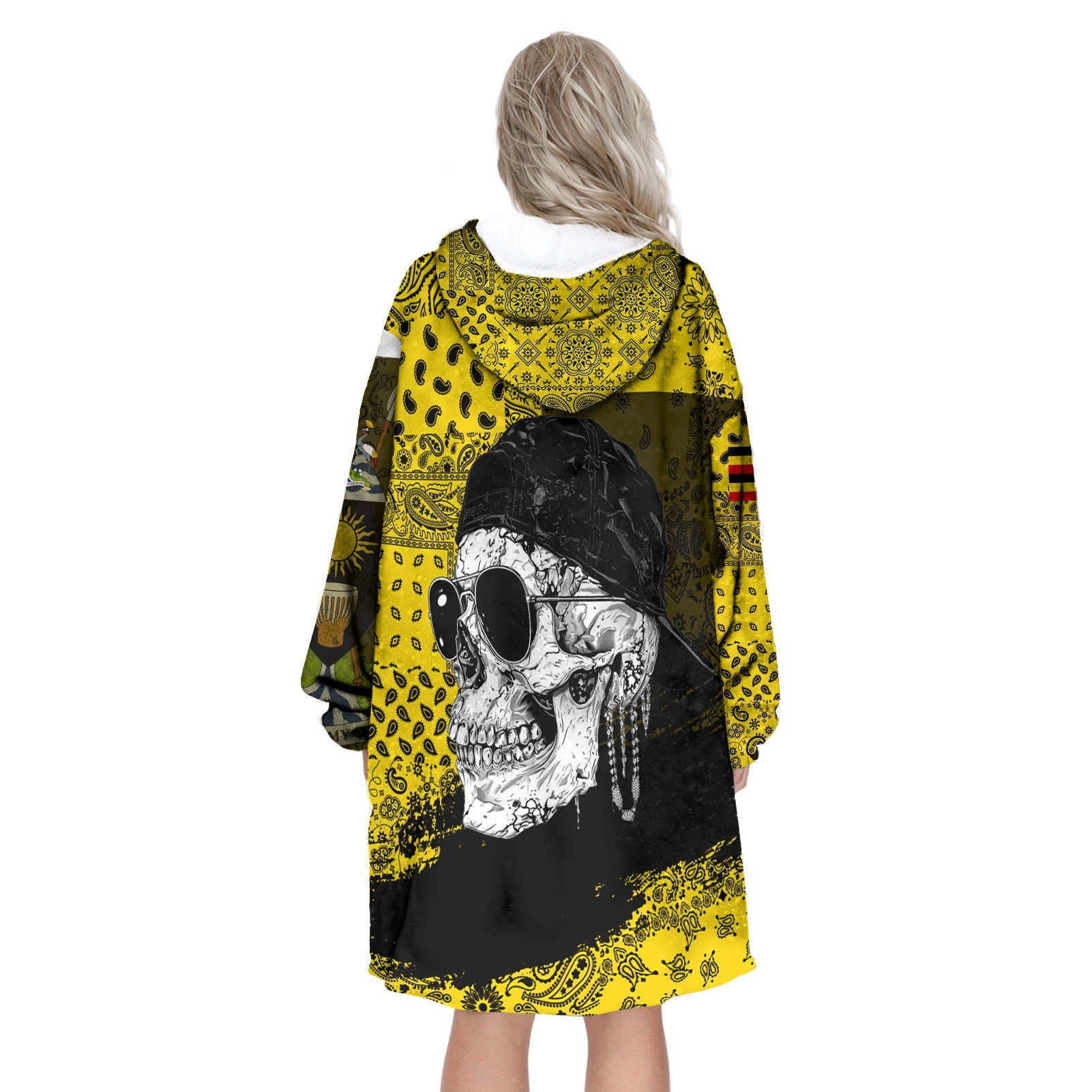 Uganda Hoodie Blanket Paisley Flag And Skull Style 3