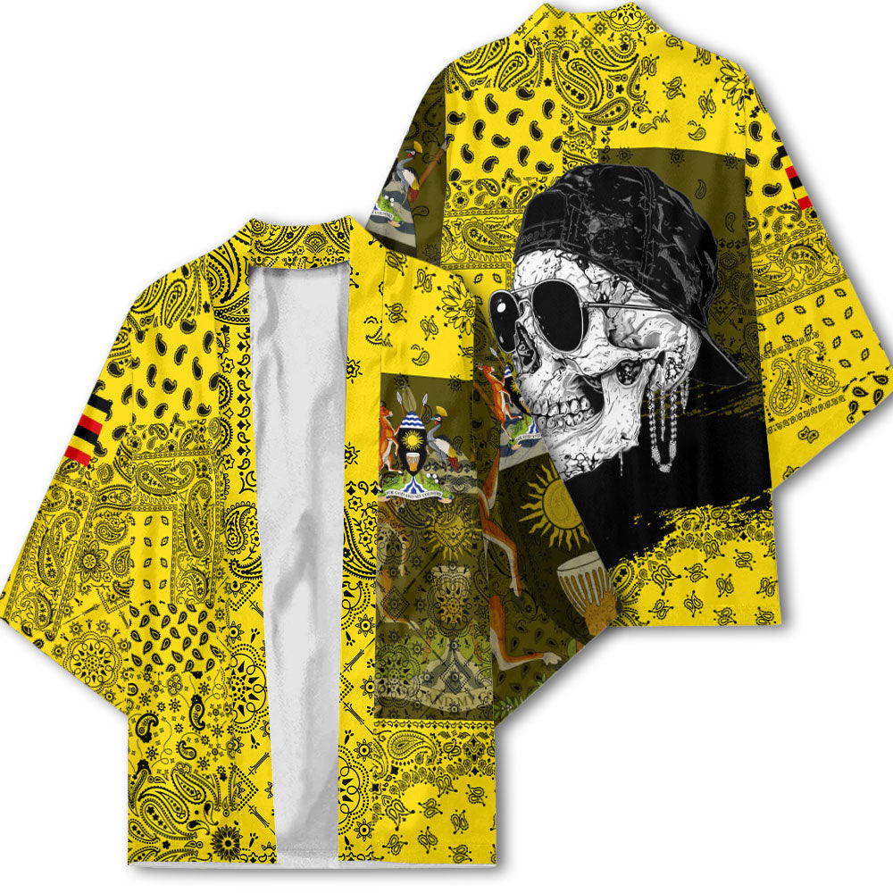 Uganda Kimono Paisley Flag And Skull Style 2