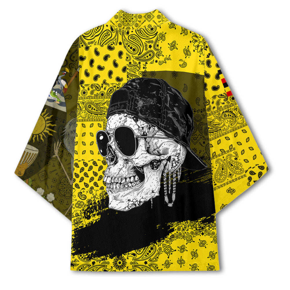 Uganda Kimono Paisley Flag And Skull Style 3