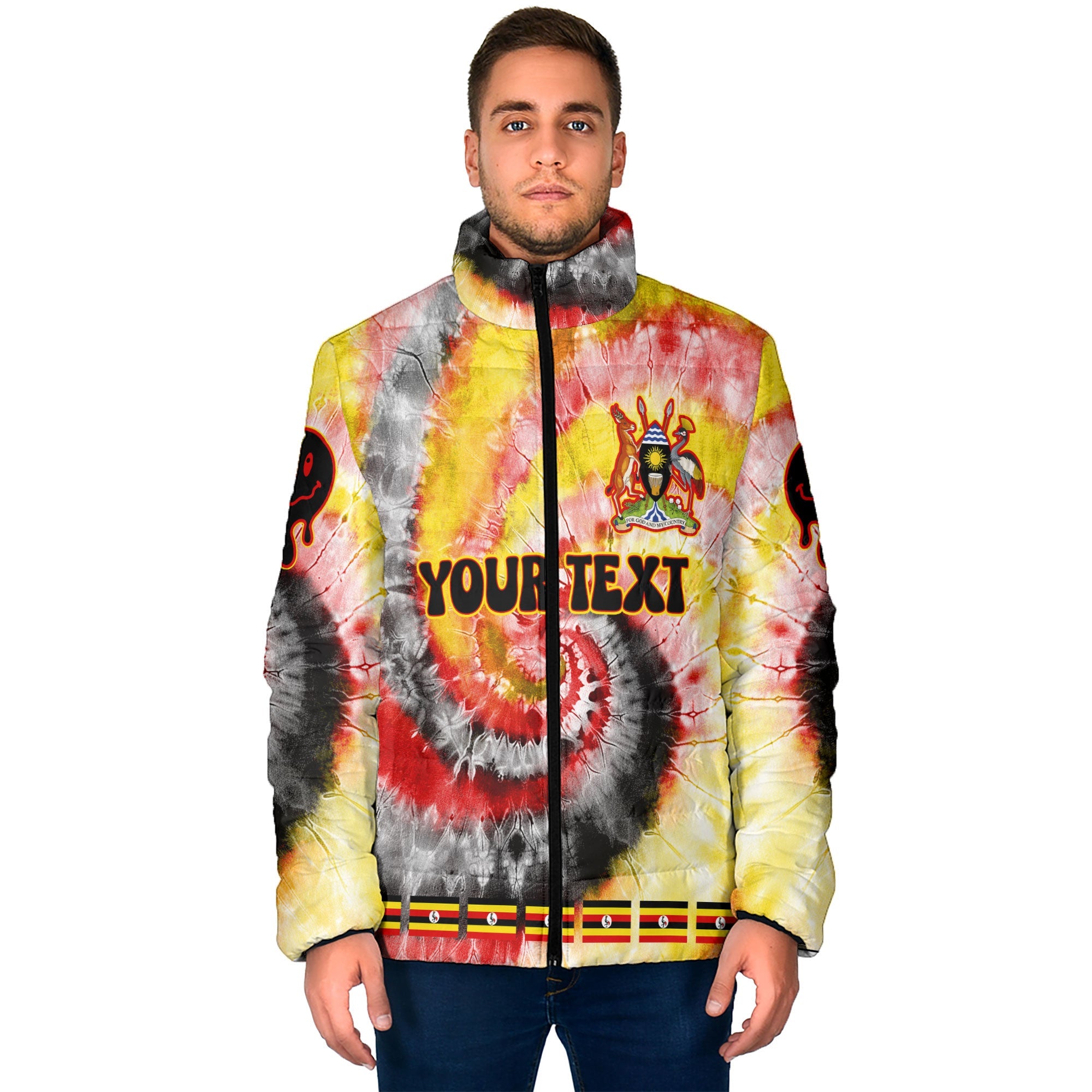 Uganda Men Padded Jacket Custom Tie Dye Style 1