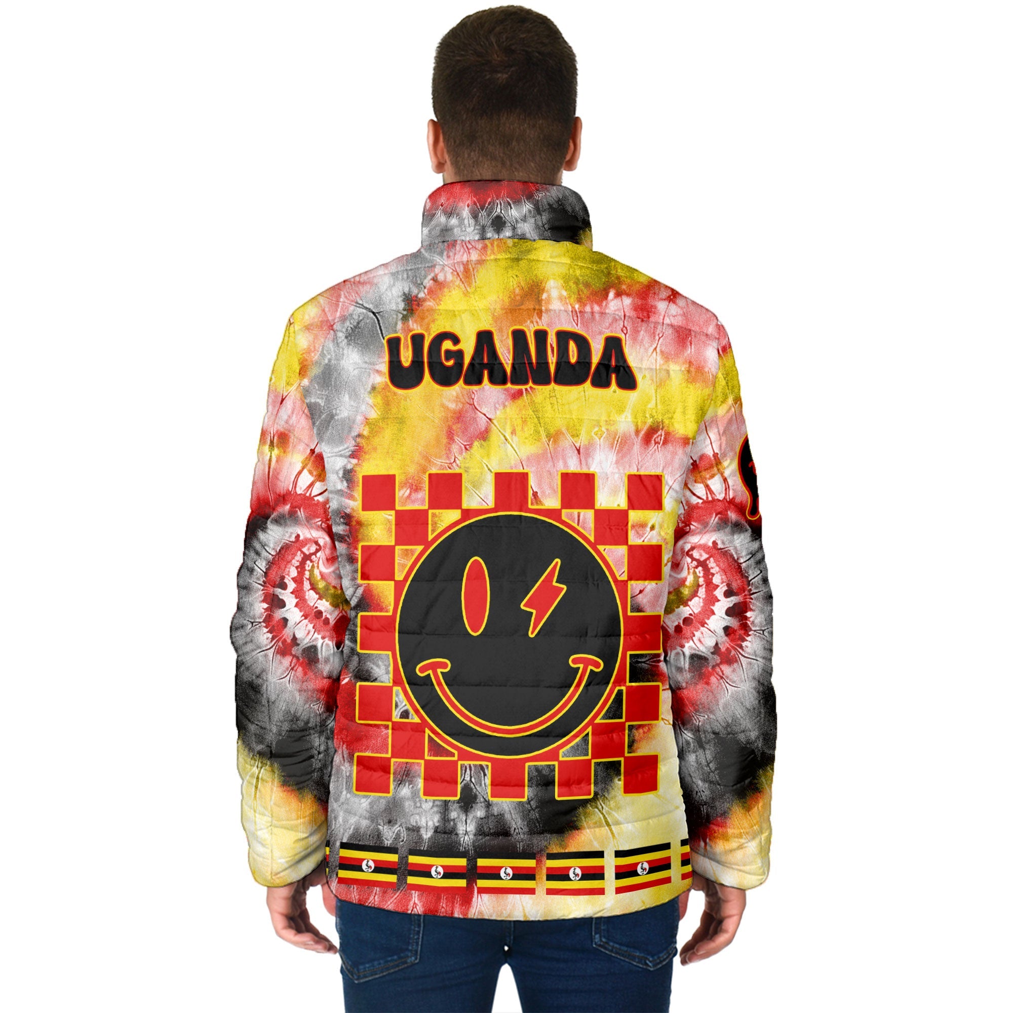 Uganda Men Padded Jacket Custom Tie Dye Style 2