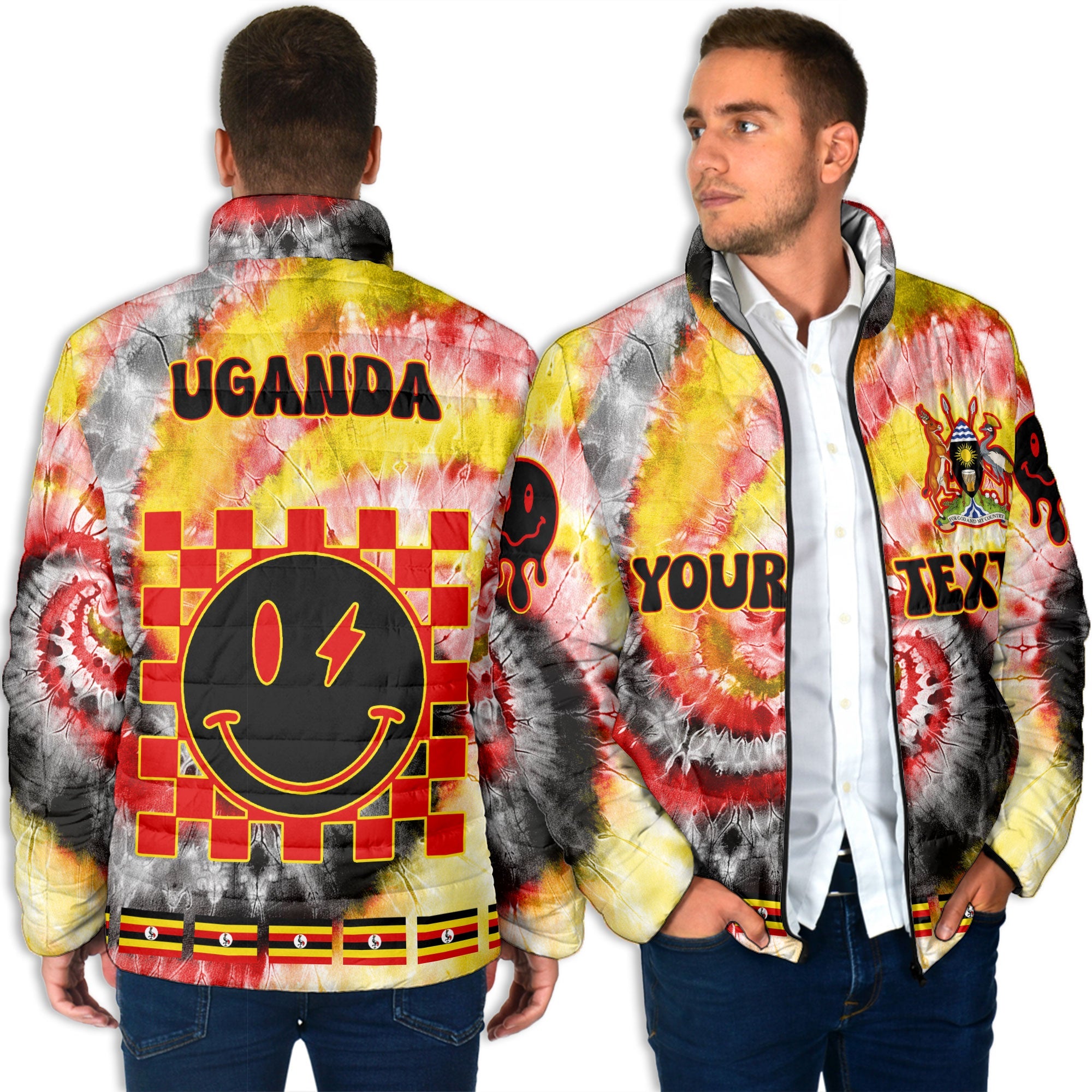 Uganda Men Padded Jacket Custom Tie Dye Style 4