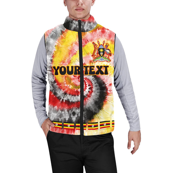 Uganda Men Padded Jacket Vest Custom Tie Dye Style 1