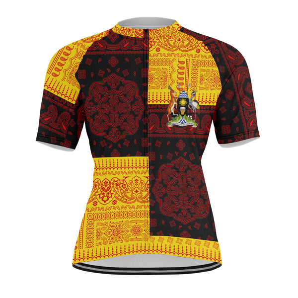 Uganda Men Cycling Jersey Flag And Paisley Basic Style 1