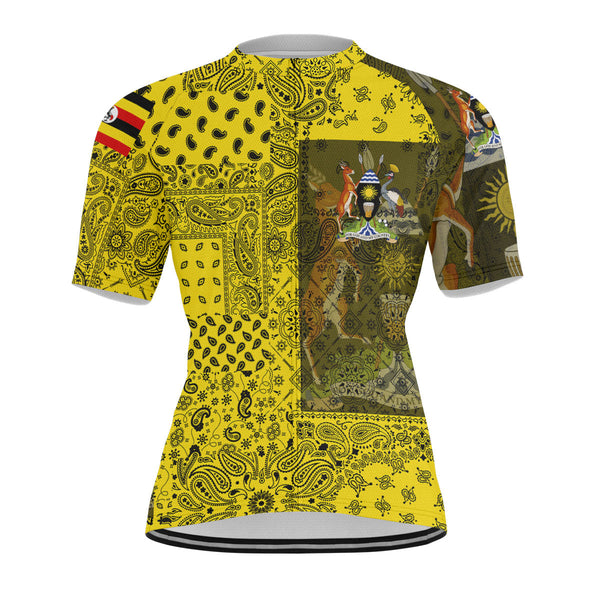 Uganda Men Cycling Jersey Paisley Flag And Skull Style 1