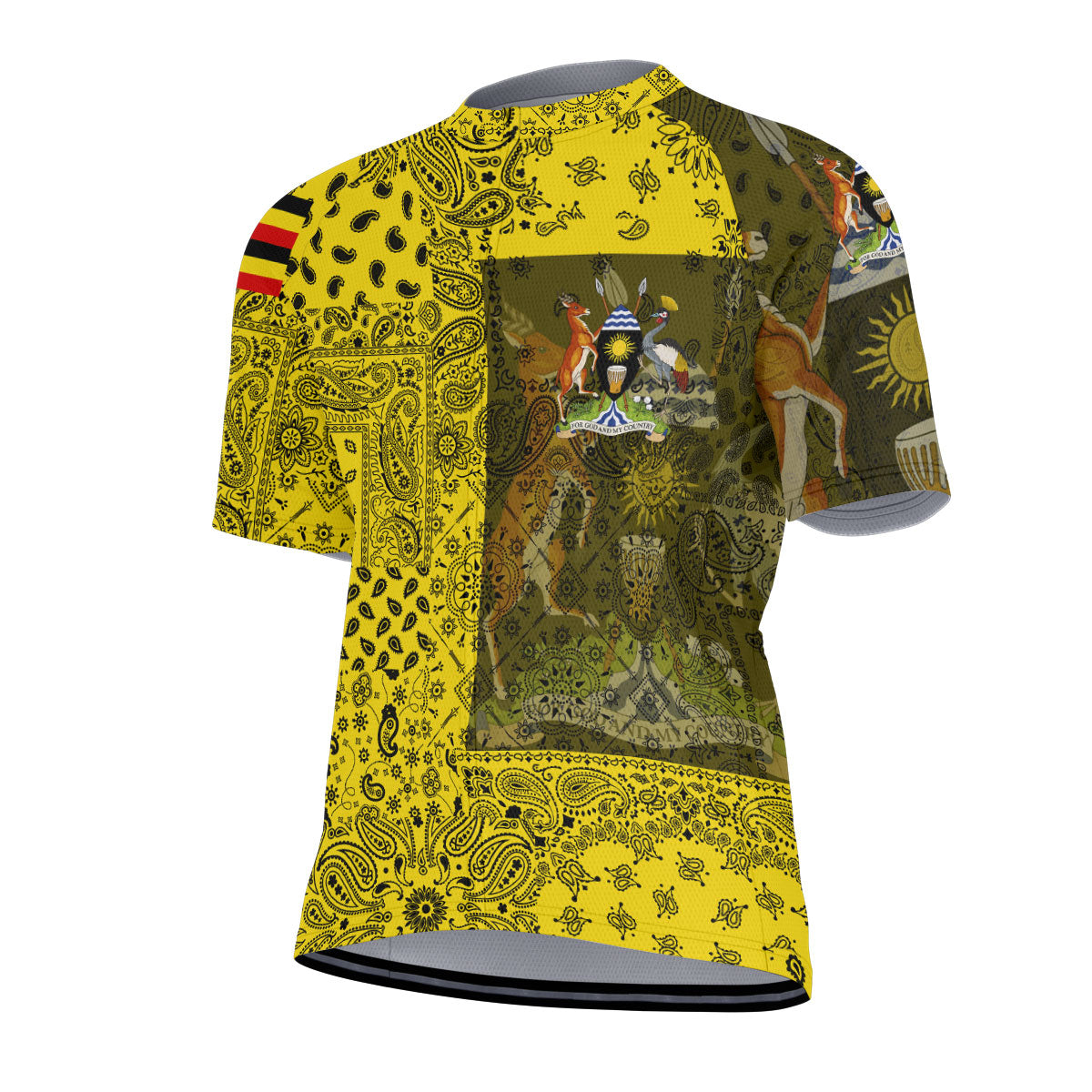 Uganda Men Cycling Jersey Paisley Flag And Skull Style 2