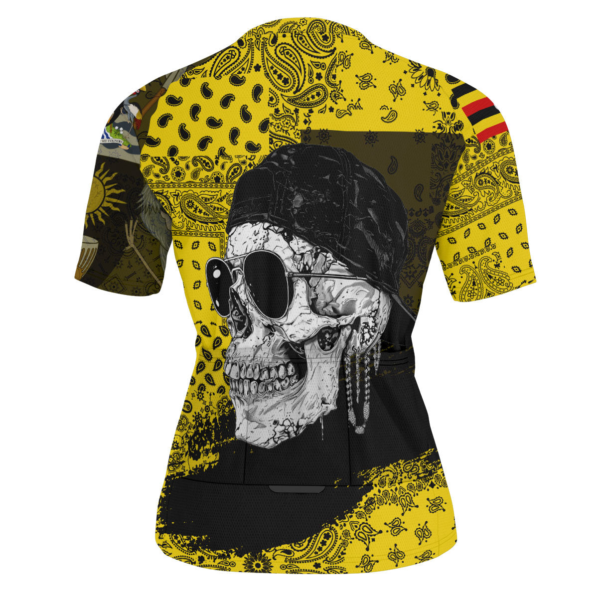 Uganda Men Cycling Jersey Paisley Flag And Skull Style 3