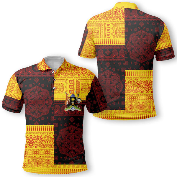 Uganda Polo Shirt Flag And Paisley Basic Style 1