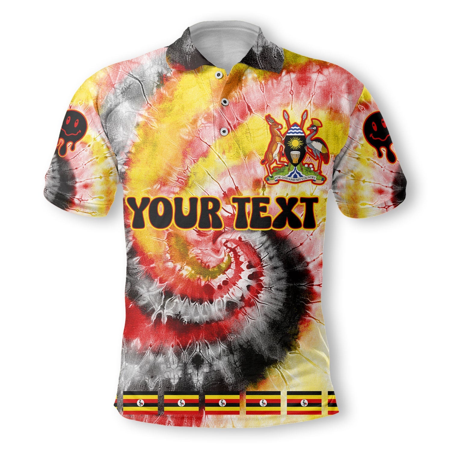 Uganda Polo Shirt Custom Tie Dye Style 2