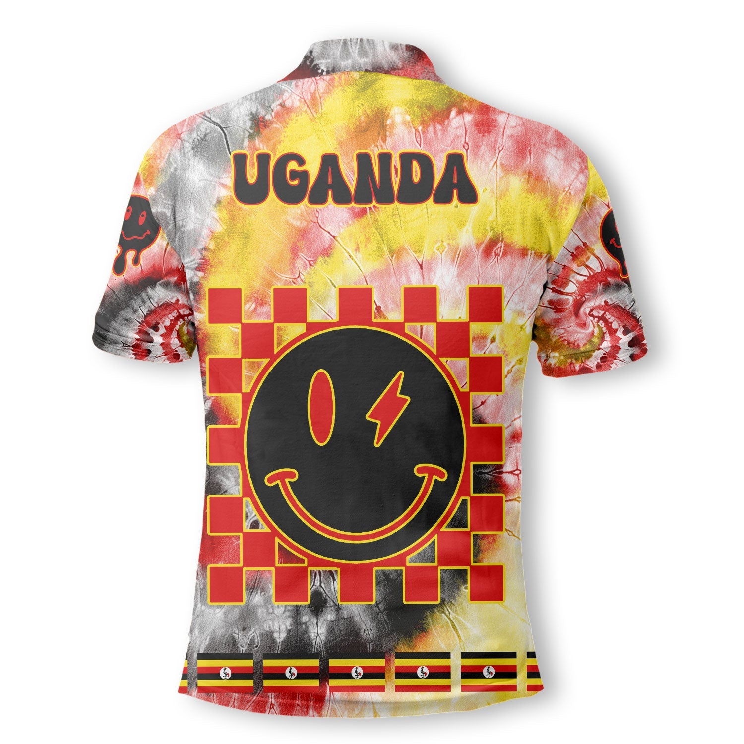 Uganda Polo Shirt Custom Tie Dye Style 3