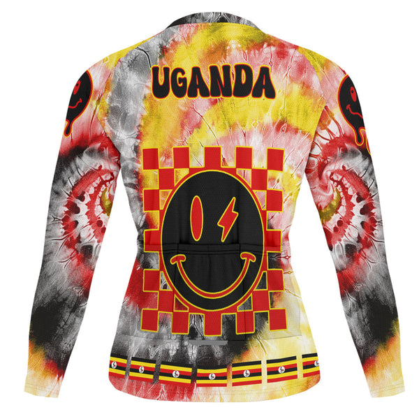 Uganda Raglan Men Cycling Jersey Long Sleeve Custom Tie Dye Style 1