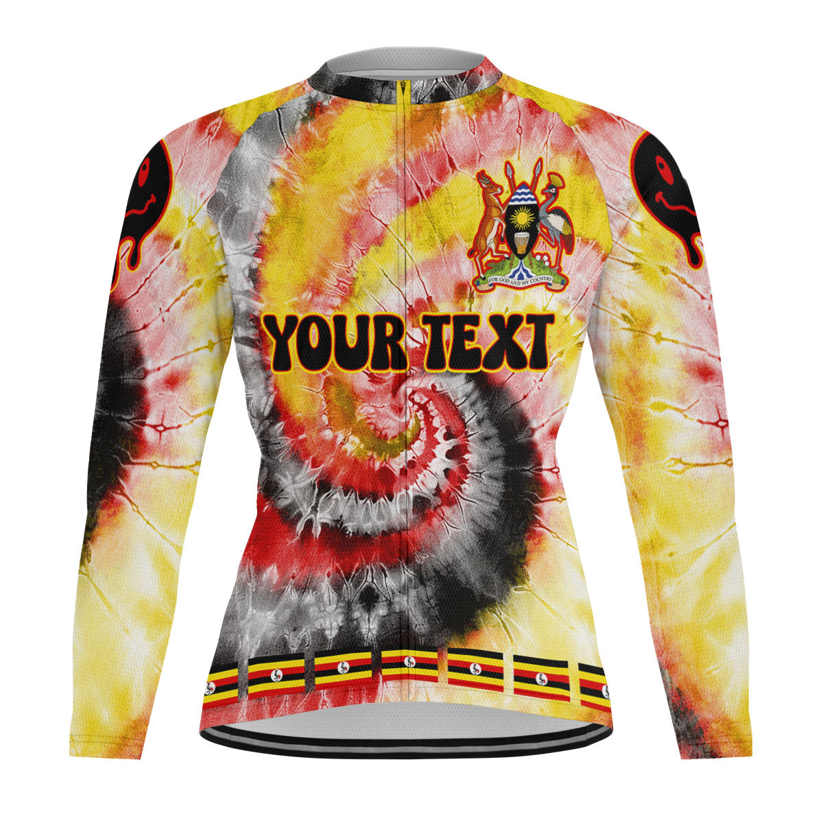 Uganda Raglan Men Cycling Jersey Long Sleeve Custom Tie Dye Style 2