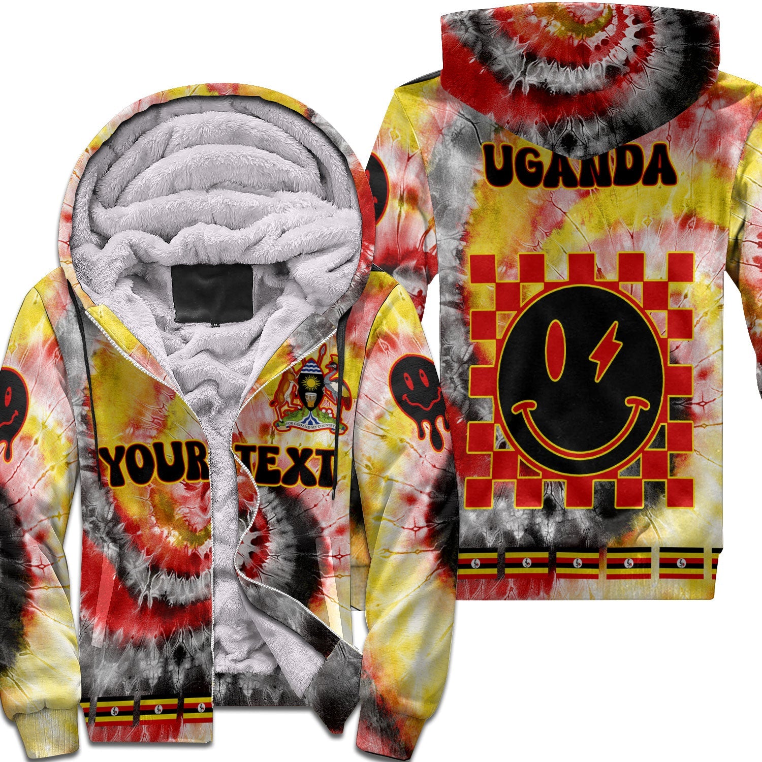 Uganda Sherpa Hoodie Custom Tie Dye Style 1