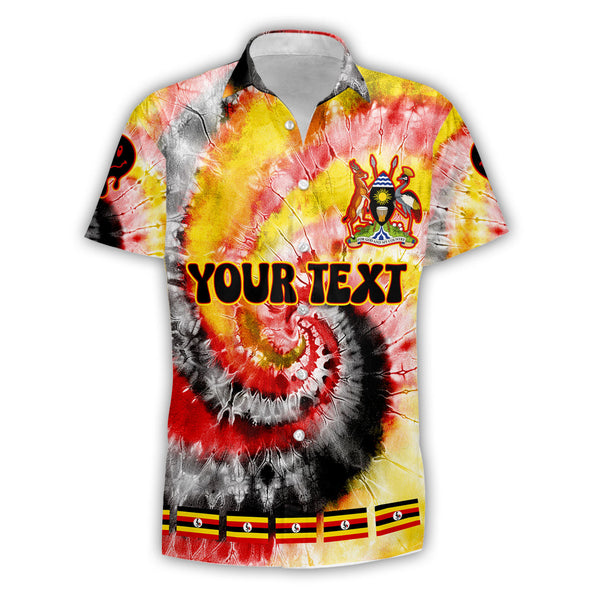 Uganda Short Sleeve Shirt Custom Tie Dye Style 1