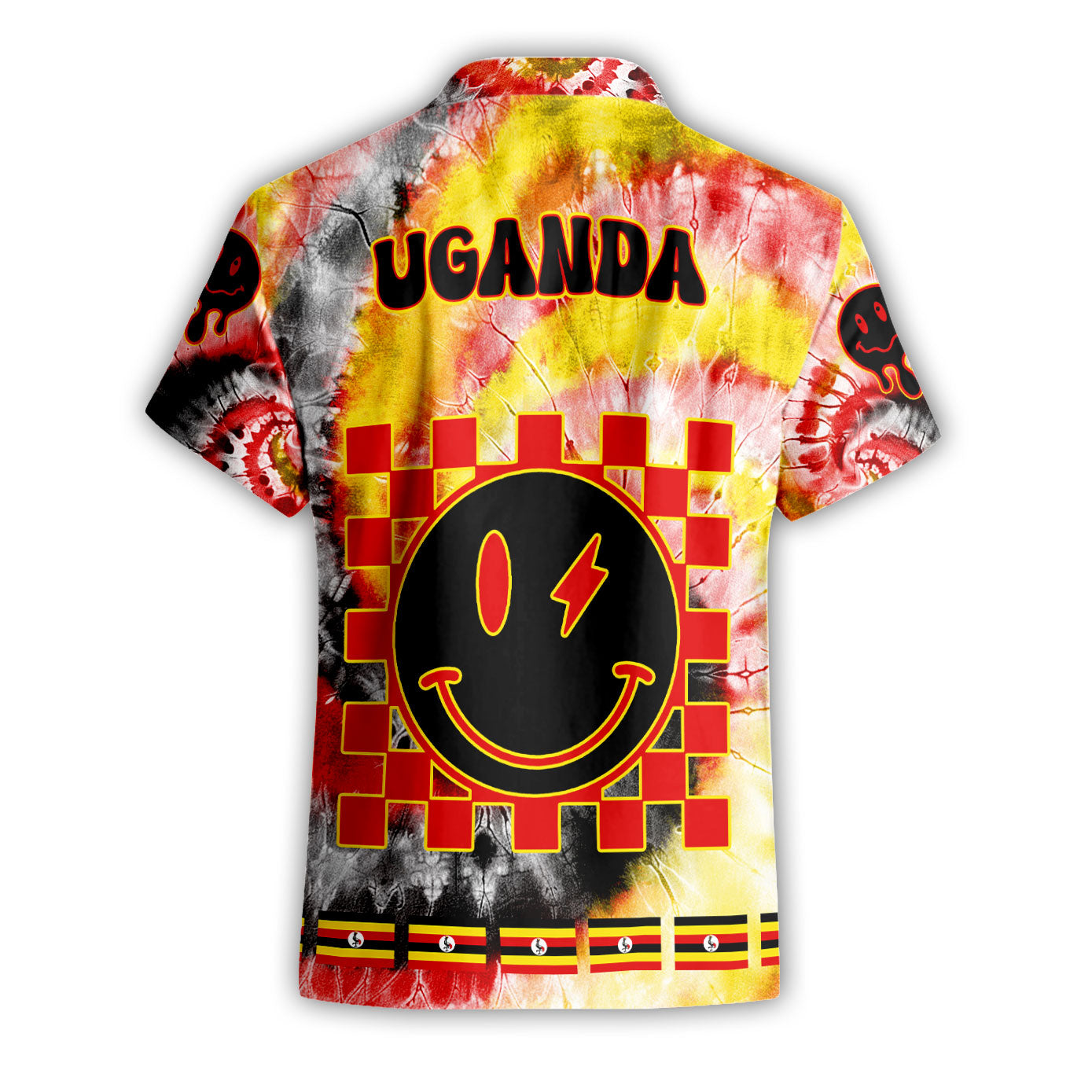 Uganda Short Sleeve Shirt Custom Tie Dye Style 2