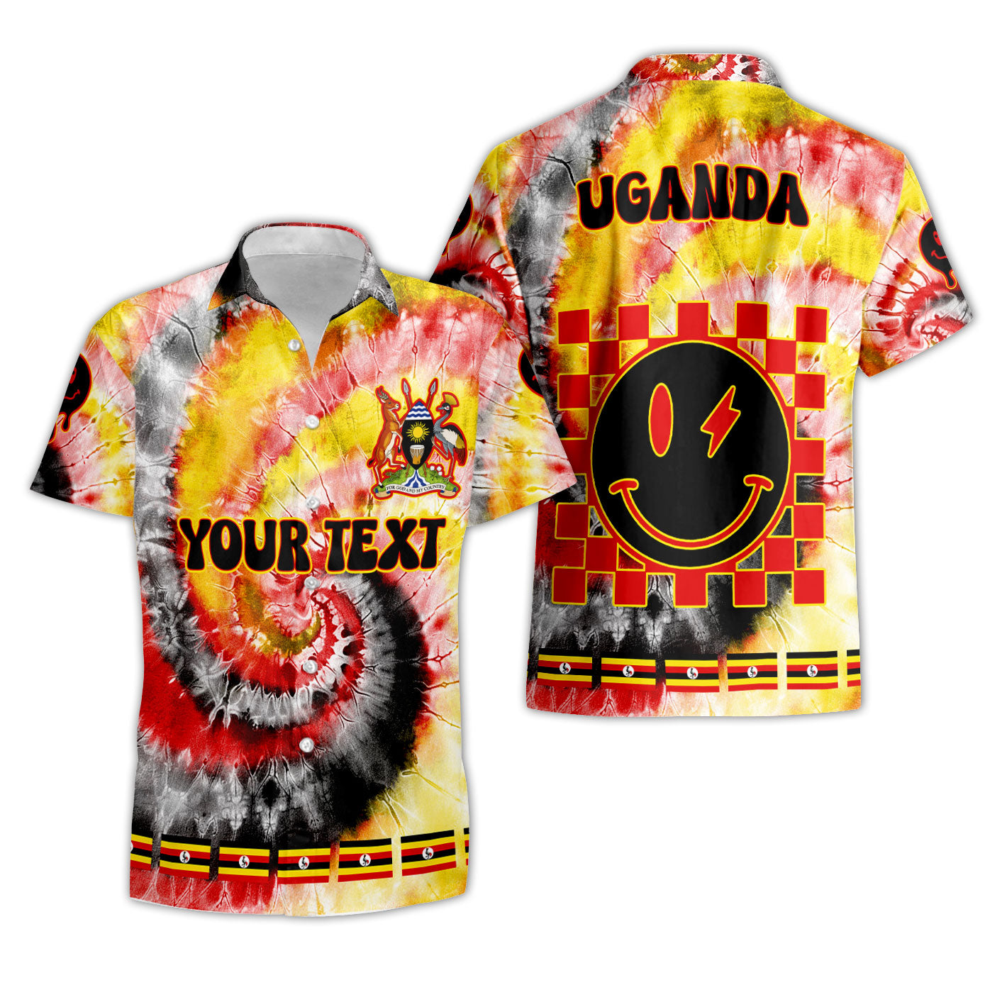 Uganda Short Sleeve Shirt Custom Tie Dye Style 3