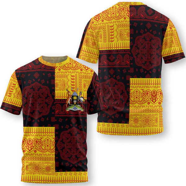 Uganda T Shirt Flag And Paisley Basic Style 1