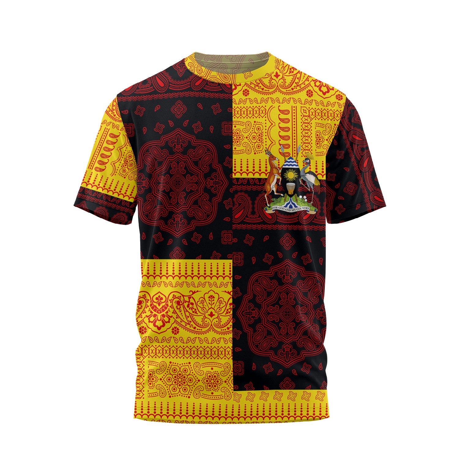 Uganda T Shirt Flag And Paisley Basic Style 2