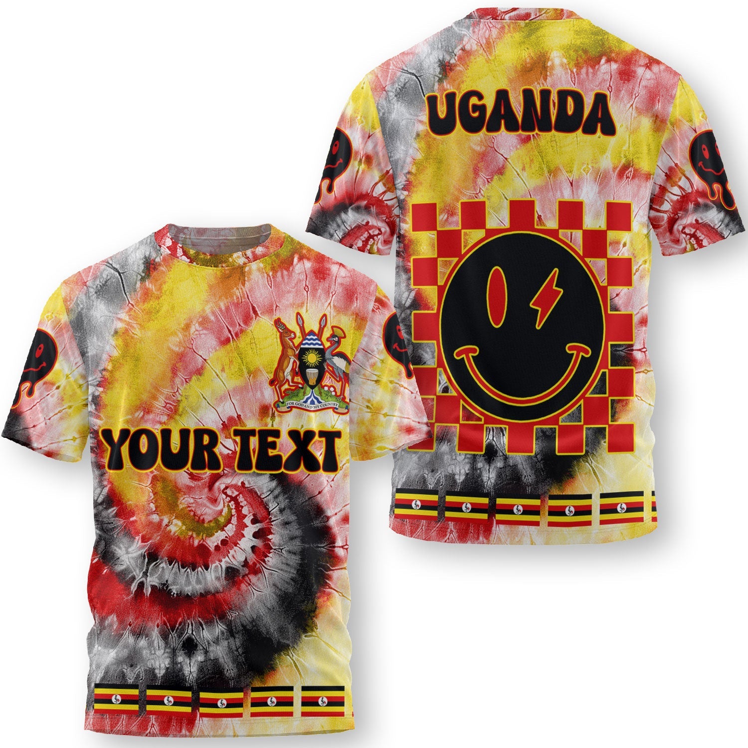 Uganda T Shirt Custom Tie Dye Style 3