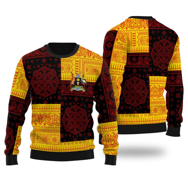 Uganda Ugly Sweater Flag And Paisley Basic Style 1