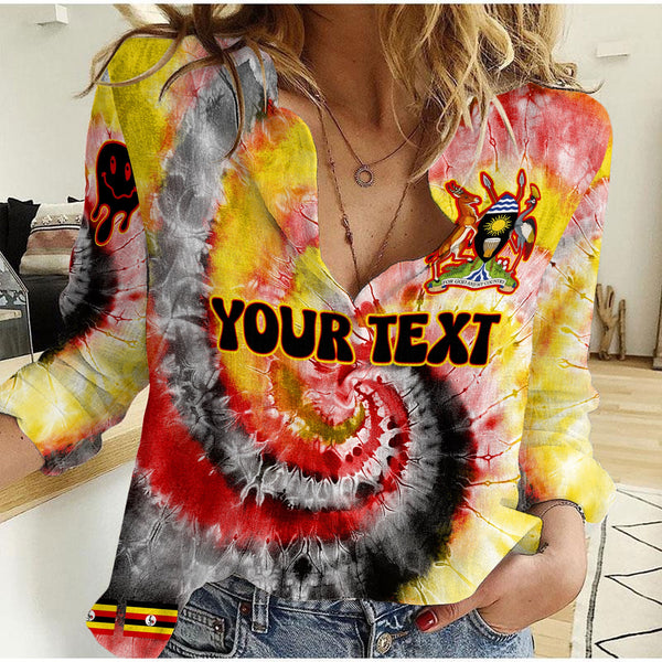 Uganda Women Casual Shirt Custom Tie Dye Style 1