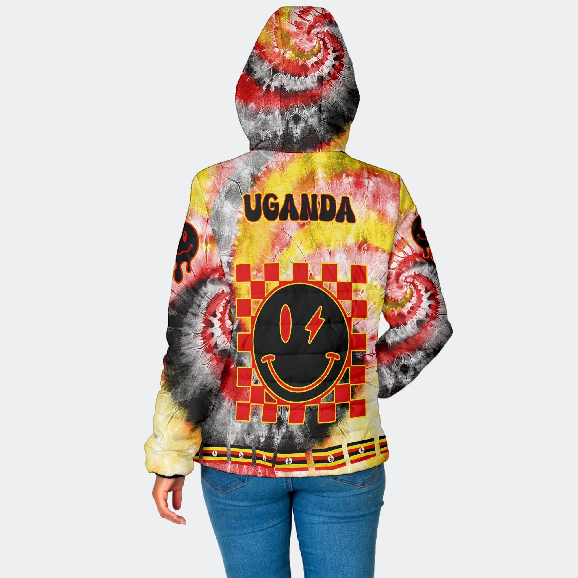 Uganda Women Hooded Padded Jacket Custom Tie Dye Style 2