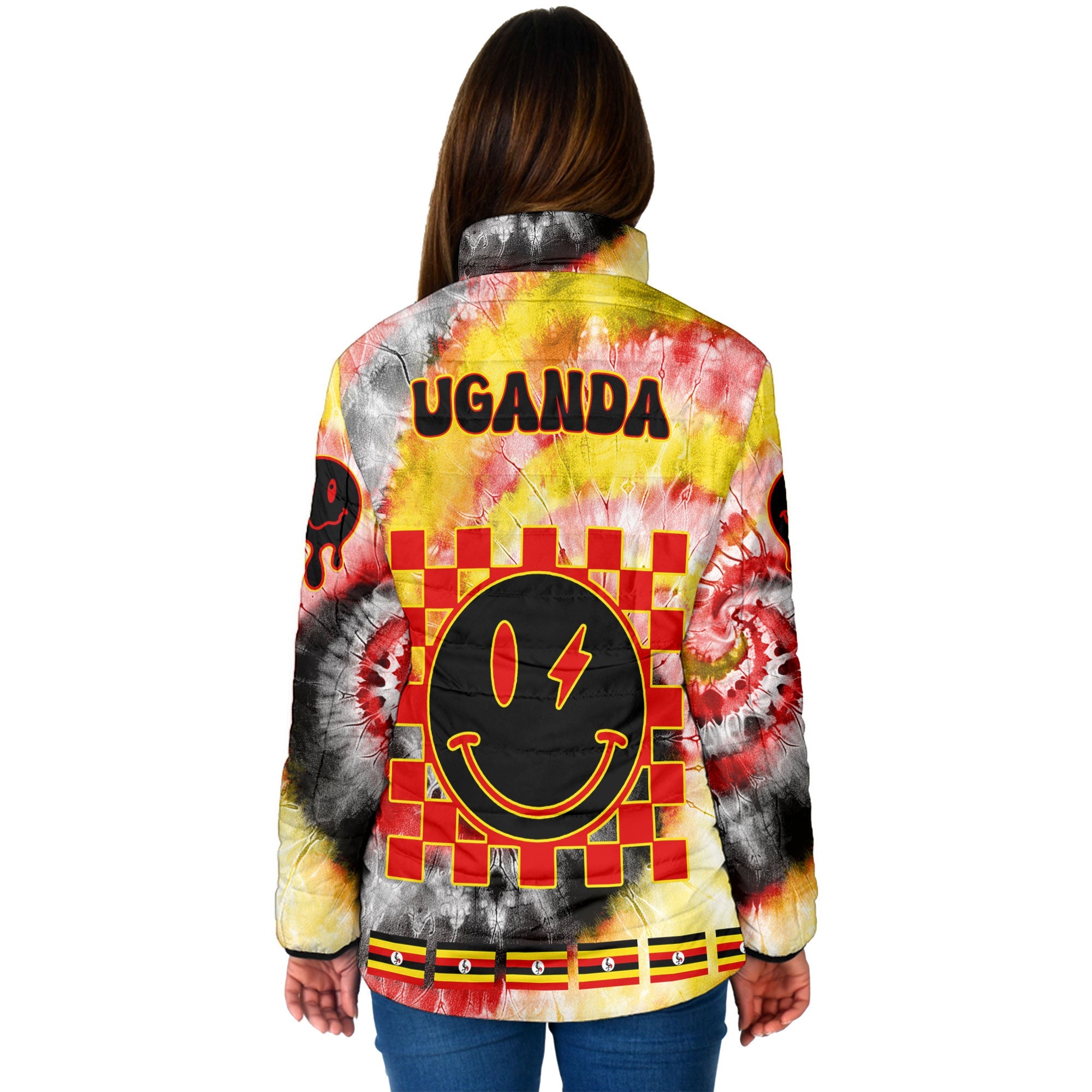 Uganda Women Padded Jacket Custom Tie Dye Style 2