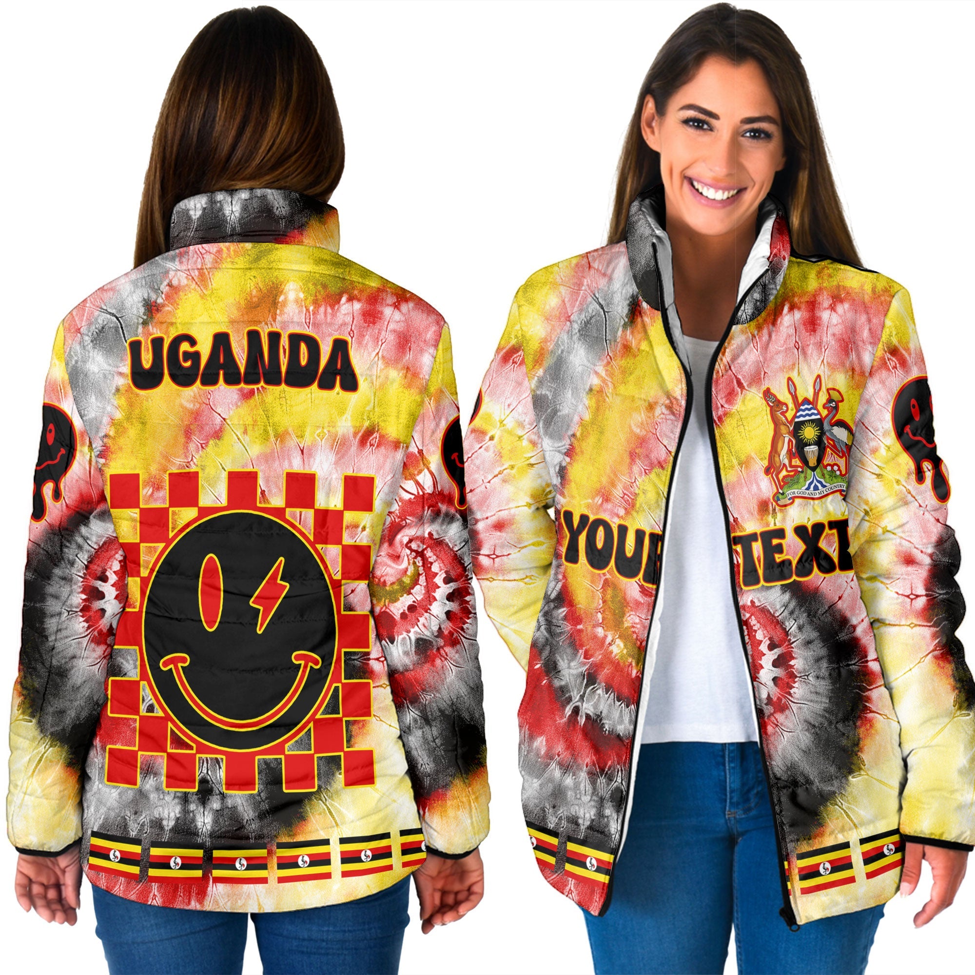 Uganda Women Padded Jacket Custom Tie Dye Style 3