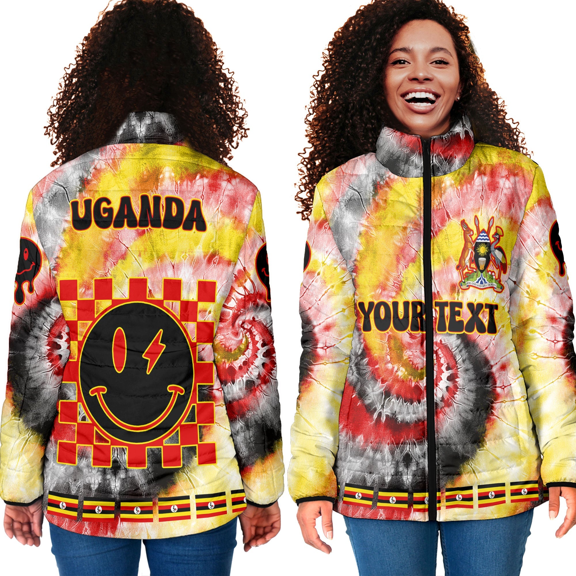 Uganda Women Padded Jacket Custom Tie Dye Style 4