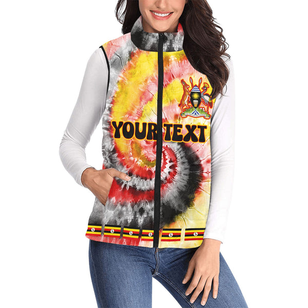 Uganda Women Padded Jacket Vest Custom Tie Dye Style 1