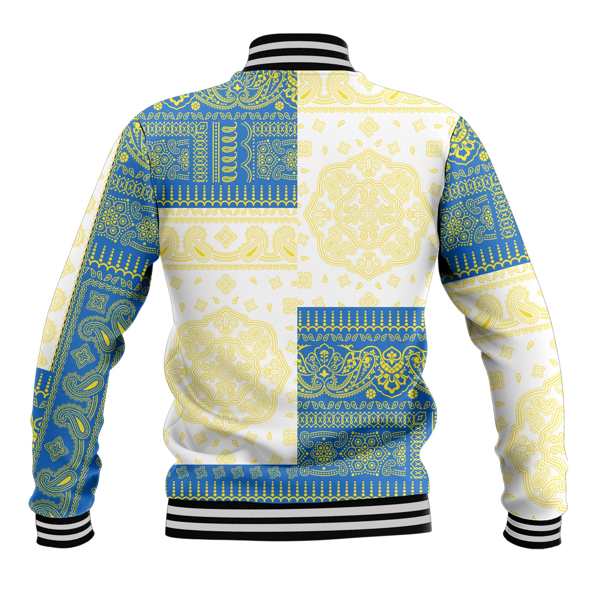 Ukraine Baseball Jacket Flag And Paisley Basic Style 3