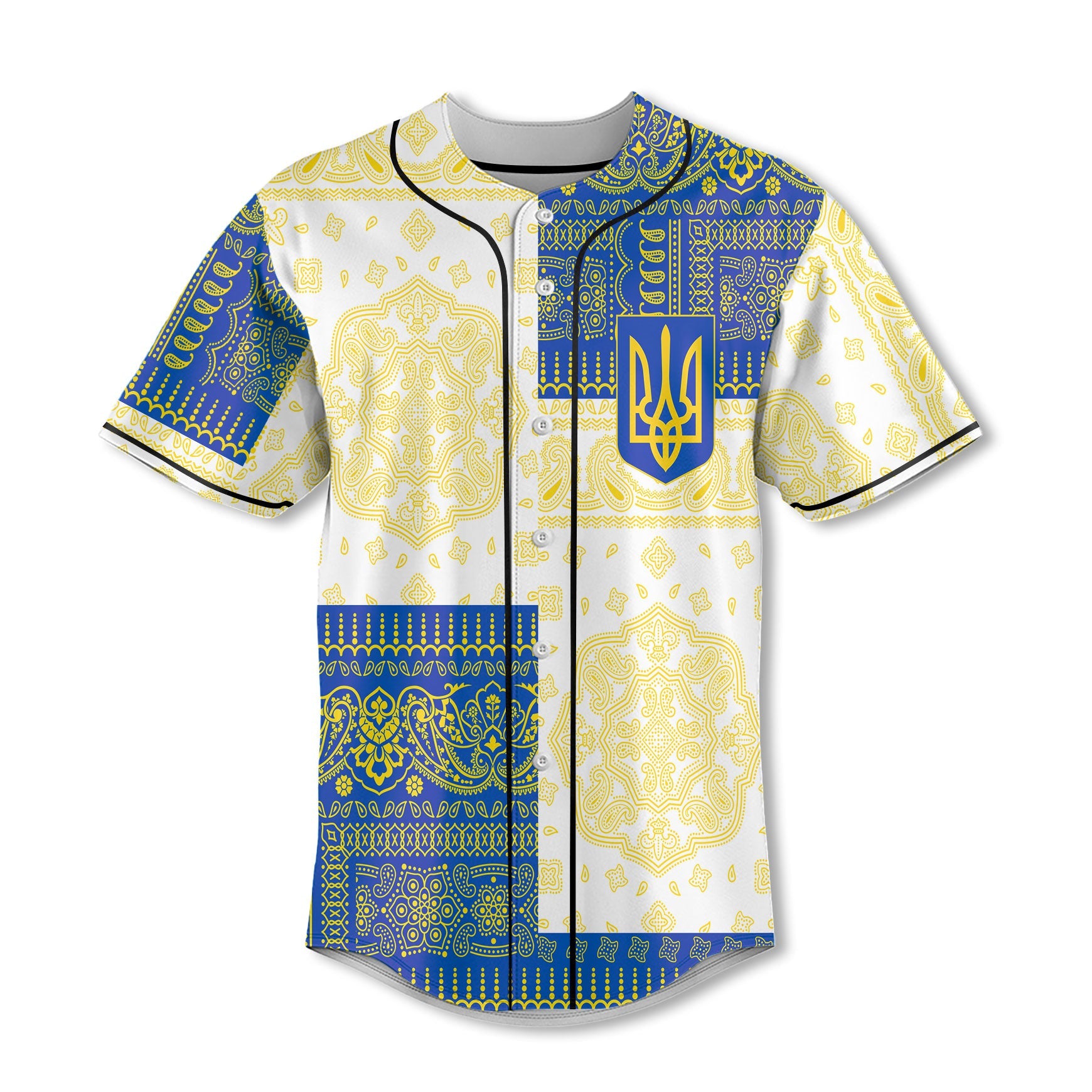 Ukraine Baseball Jersey Flag And Paisley Basic Style 2