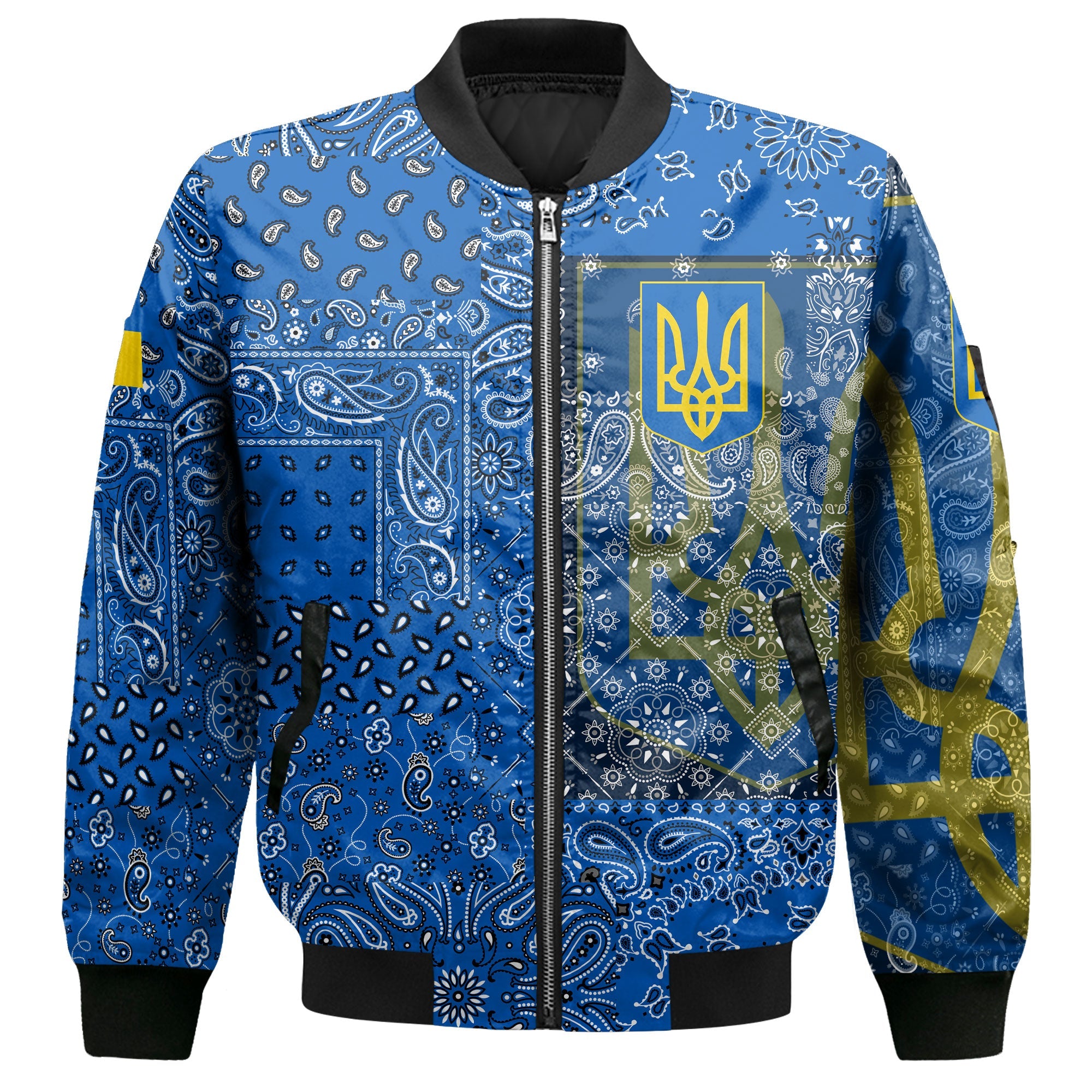 Ukraine Bomber Jacket Paisley Flag And Skull Style 2