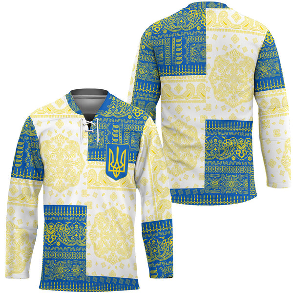 Ukraine Hockey Jersey Flag And Paisley Basic Style 1