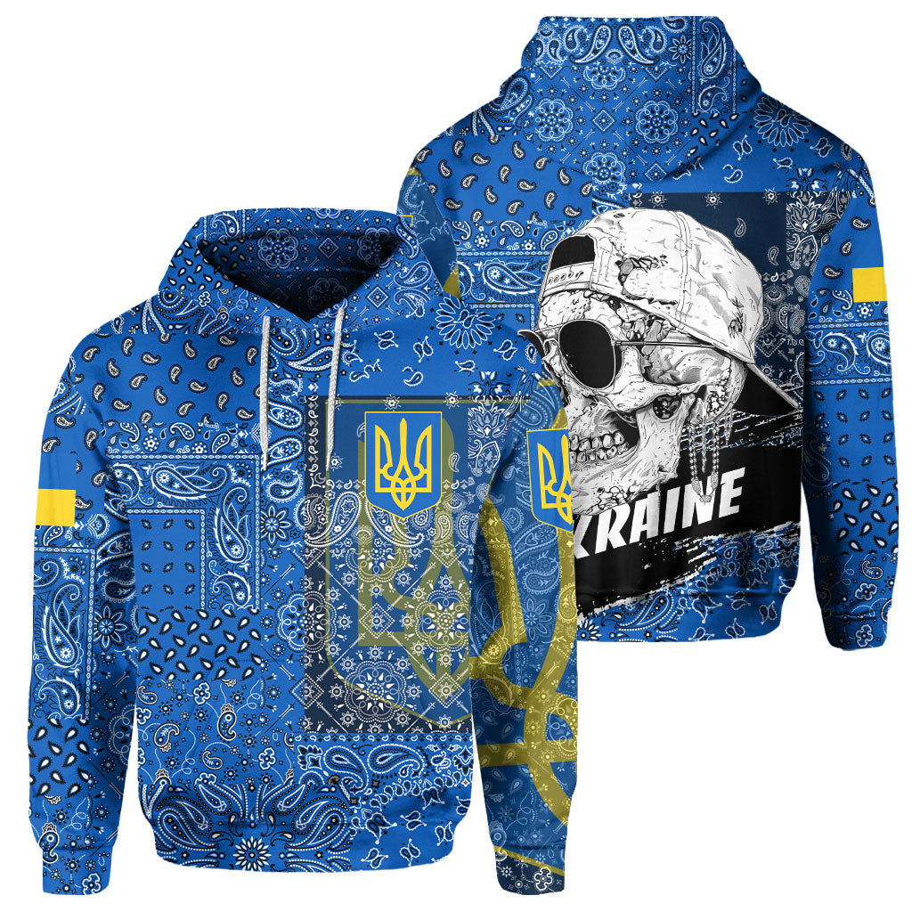 Ukraine Hoodie Paisley Flag And Skull Style 1