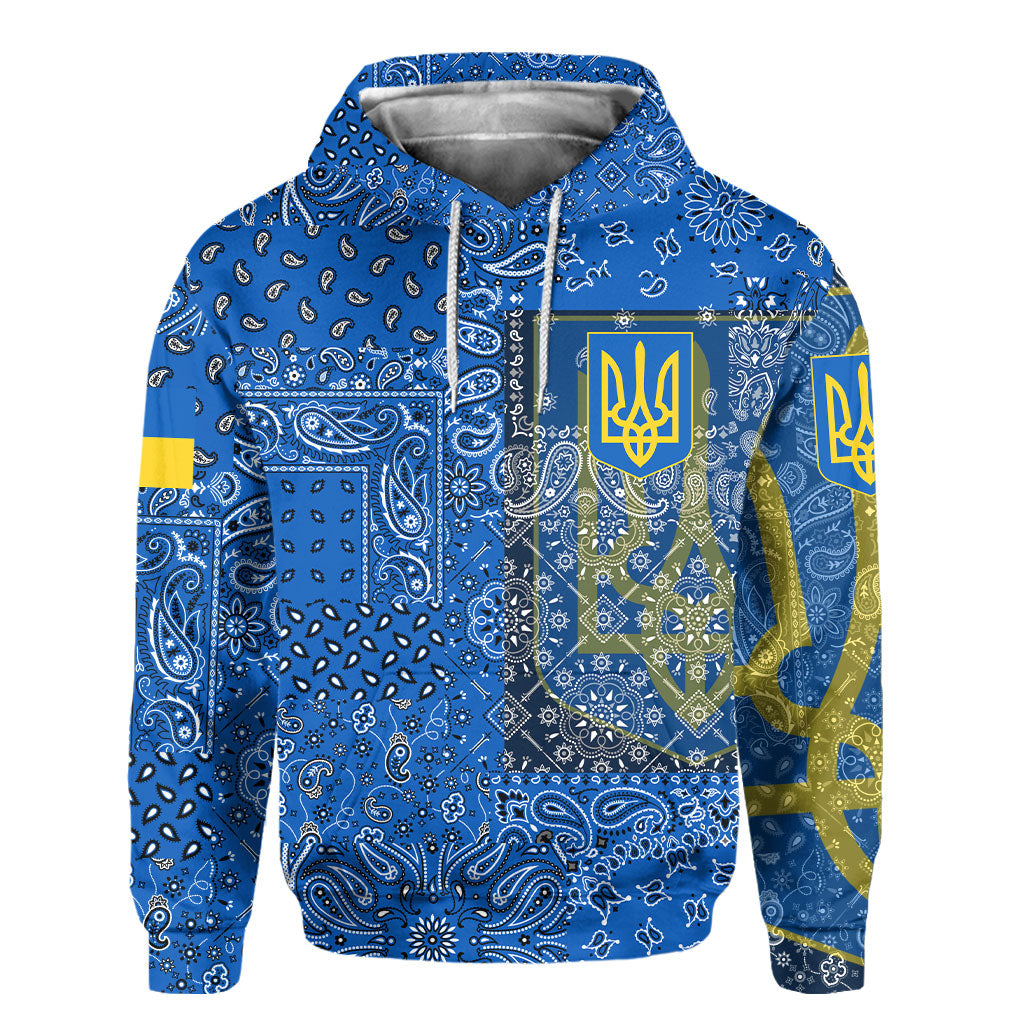 Ukraine Hoodie Paisley Flag And Skull Style 2